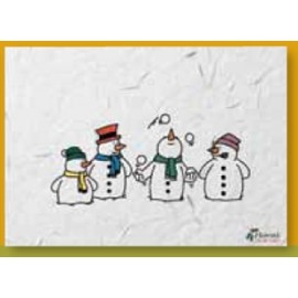 Promotional 4 Snowmen Floral Seed Paper Holiday Seasons Card w/ Stock or Custom Message