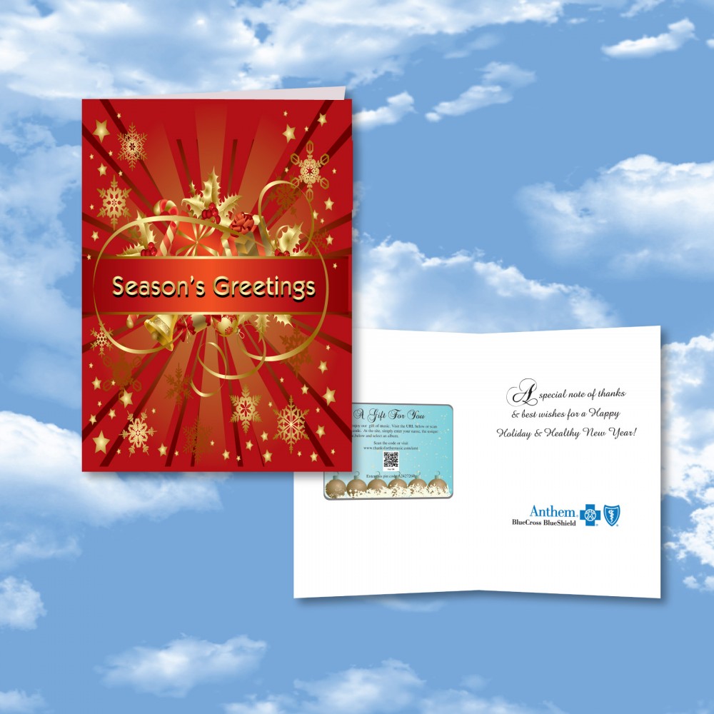 Personalized Cloud Nine Christmas / Holiday CD Download Card - CD105 Joyous Holiday/CD122 Family & Friends