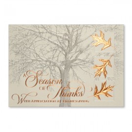 Copper Leaves Holiday Card with Logo