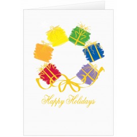 Wreath of Gifts Holiday Greeting Card with Logo
