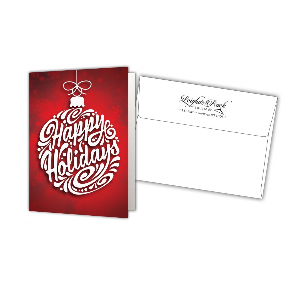 Customized 5" x 7" Holiday Greeting Cards w/ Imprinted Envelopes - Happy Holidays
