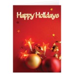 Red & Gold Ornaments Greeting Card with Logo