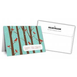 Logo Branded 5" x 7" Holiday Greeting Cards w/ Imprinted Envelopes - Happy Holidays