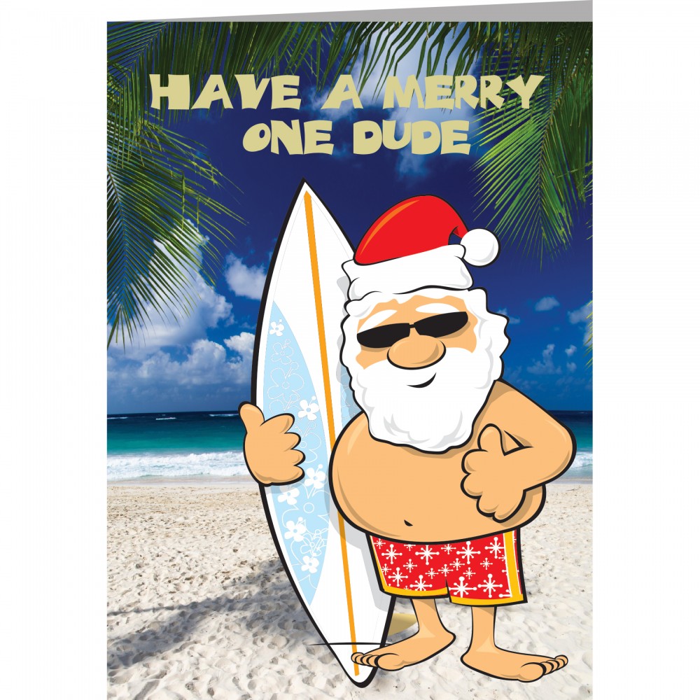 Custom Surfin' Santa Greeting Card