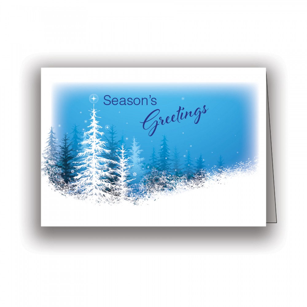 Blue Winter Holiday Greeting Card with Logo
