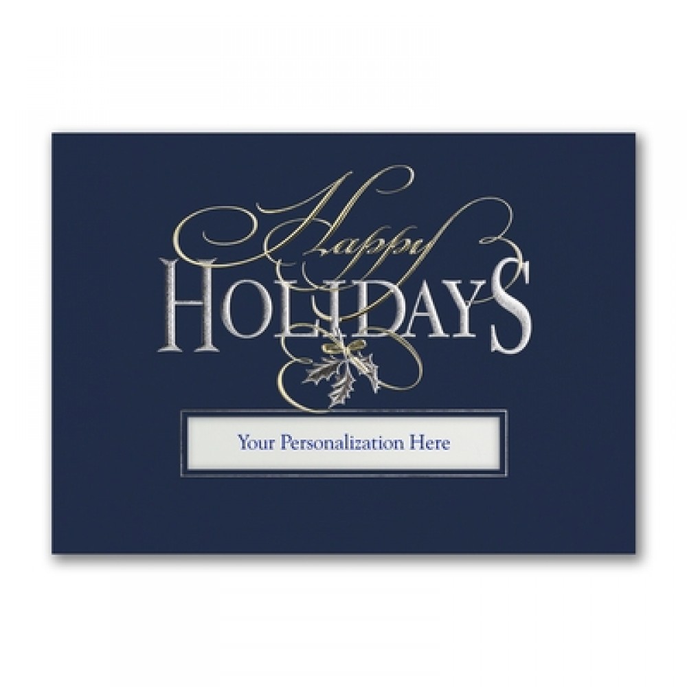 Sliver & Gold Happy Holidays Die-Cut Card Custom Imprinted