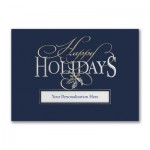 Sliver & Gold Happy Holidays Die-Cut Card Custom Imprinted