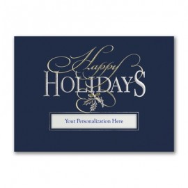 Sliver & Gold Happy Holidays Die-Cut Card Custom Imprinted