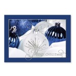 Blue & White Ornament Holiday Card with Logo