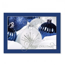 Logo Branded Blue & White Ornament Holiday Card  Logo Branded Blue & White Ornament Holiday Card