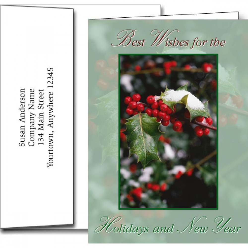 Logo Branded Holiday Greeting Cards w/Imprinted Envelopes