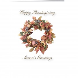 Promotional Thanksgiving/Season's Greetings Wreath Greeting Card  Promotional Thanksgiving/Season