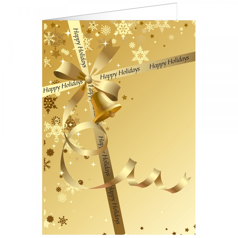Gold Flake/Ribbon Happy Holidays Greeting Card with Logo