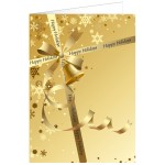 Gold Flake/Ribbon Happy Holidays Greeting Card with Logo