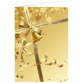 Gold Flake/Ribbon Happy Holidays Greeting Card with Logo