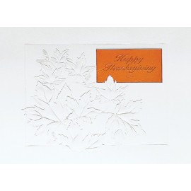 Classic-Embossed Fall Leaves Greeting Card with Logo