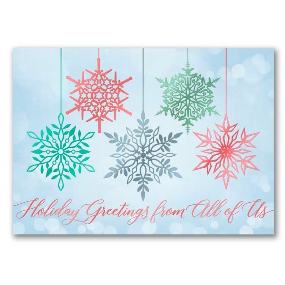 Customized Dangling Snowflakes Holiday Card