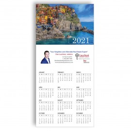 Z-Fold Personalized Greeting Calendar - Ocean Scene with Logo