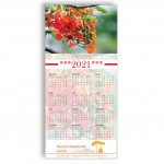 Personalized Z-Fold Personalized Greeting Calendar - Red Flowers