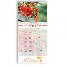 Customized Z-Fold Personalized Greeting Calendar - Red Flowers