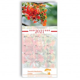 Personalized Z-Fold Personalized Greeting Calendar - Red Flowers  Personalized Z-Fold Personalized Greeting Calendar - Red Flowers