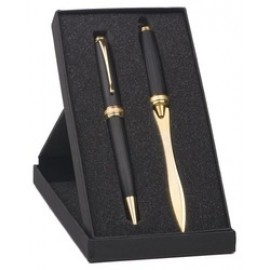 Inluxus Twist Action Ballpoint Pen & Letter Opener Small Box Gift Set with Logo