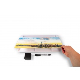 Custom Glass Desktop Doodle Tray (White) with Logo