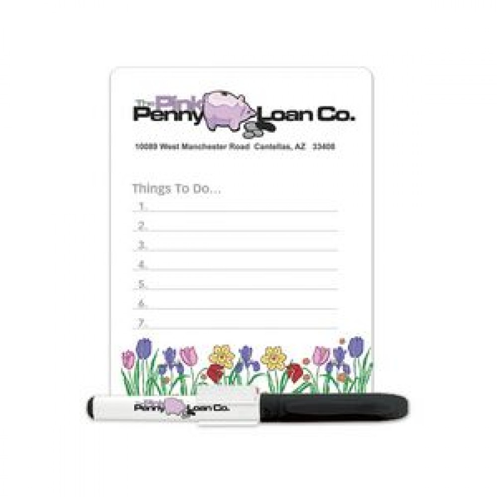 BIC Dry Erase Magnetic Memo Board w/Marker & Clip (4"x5 1/4") Personalized