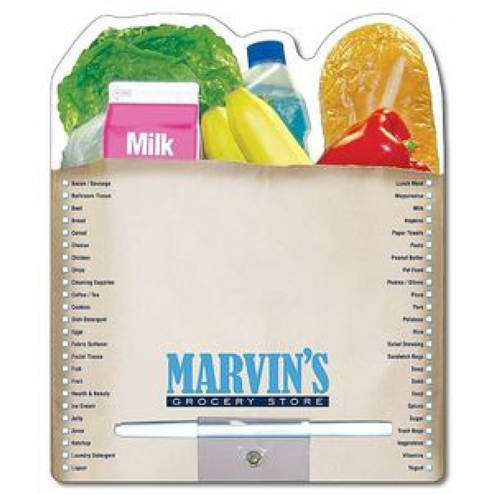 Memo Board - 8.5x10.125 Laminated Shaped (Grocery Bag) - 14 pt. with Logo