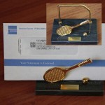 Tennis Letter Holder with Black Marble Base (Engrave) with Logo