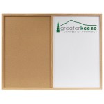 Logo Printed Oak Frame Wall Combination Board - 36x48 [Cork/Chalk/Wet-Erase]