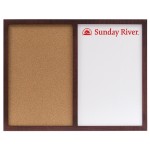 Logo Printed Oak Frame Wall Combination Board - 23x30 [Cork/Chalk/Wet-Erase]