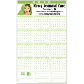 Custom Full Color Premium Plastic Write-on/ Wipe-off Year-at-a-Glance Calendar (Vertical)