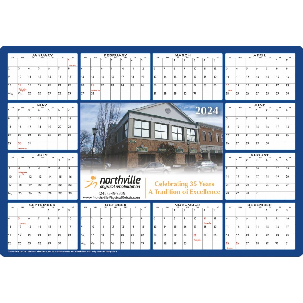 Personalized Full Color Premium Plastic Write-on/ Wipe-off Table Calendar Personalized Full Color Premium Plastic Write-on/ Wipe-off Table Calendar