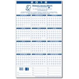 Logo Branded Premium Plastic Write-on/ Wipe-off Year-at-a-Glance Calendar (Vertical)