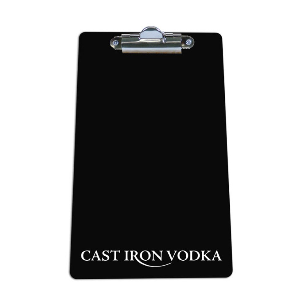 Logo Printed 5" x 10" Black Acrylic Check/Menu Holder w/Clip Logo Printed 5" x 10" Black Acrylic Check/Menu Holder w/Clip