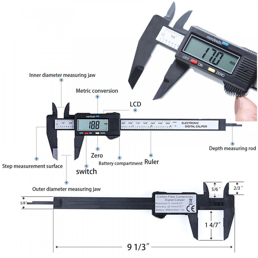 Carbon Fiber Electronic Digital Display Vernier Caliper Personalized