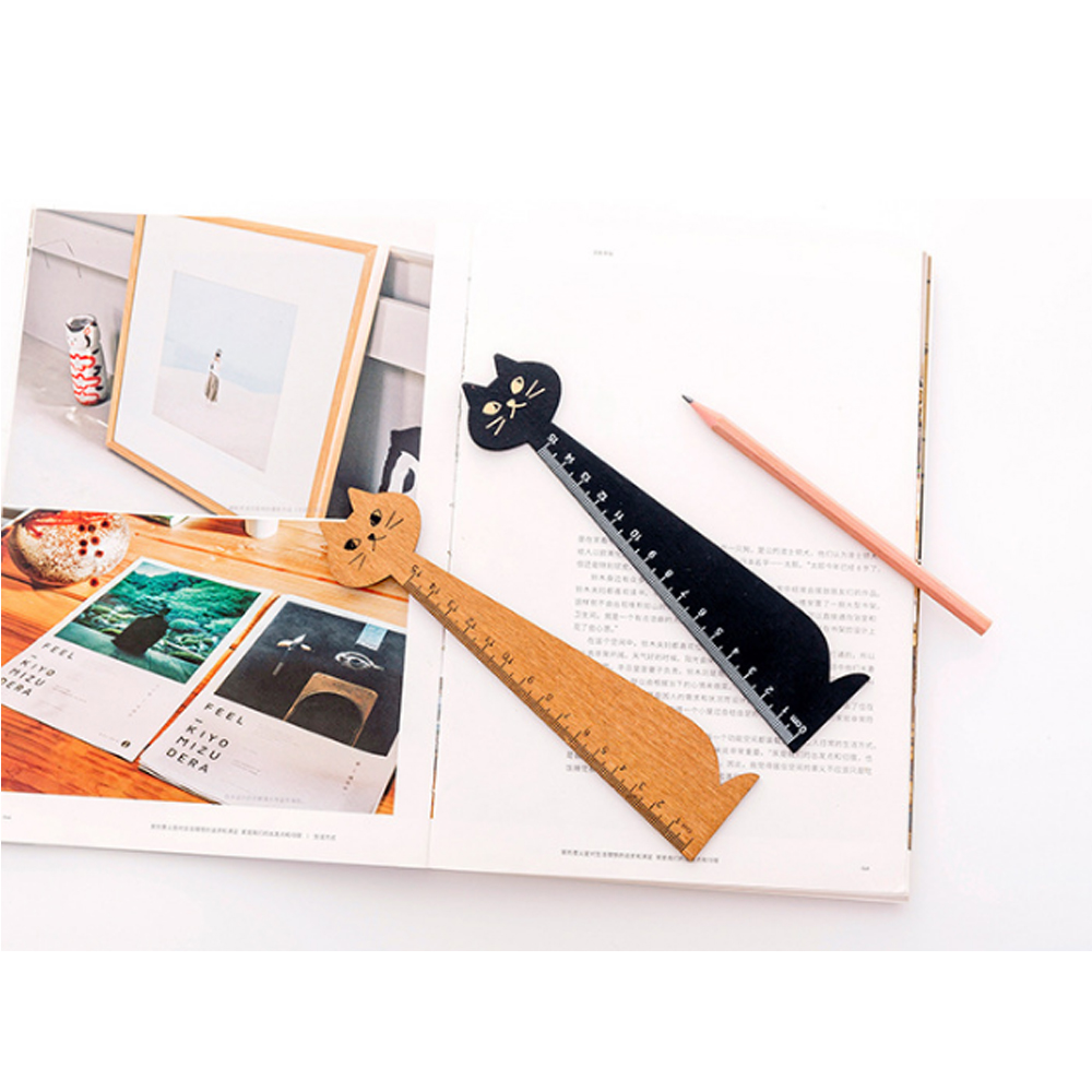 Cat Straight Ruler Wooden Logo Printed Cat Straight Ruler Wooden Logo Printed