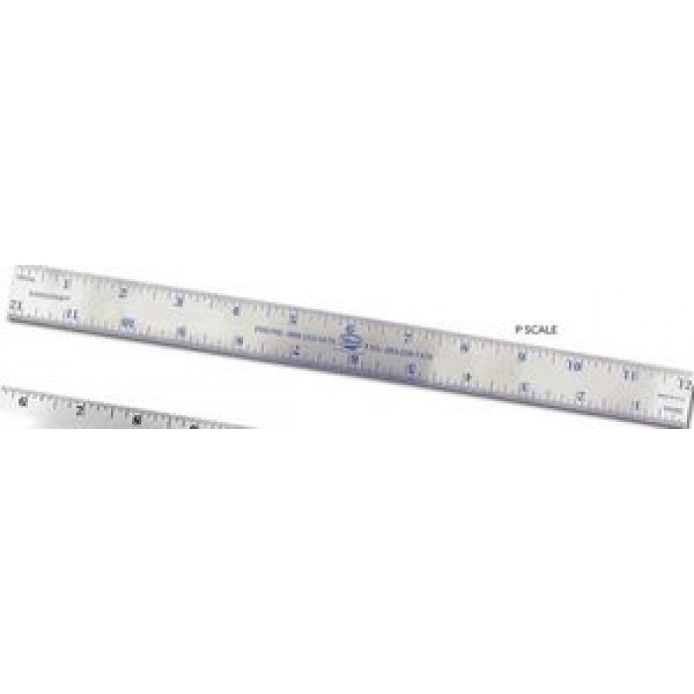2 Sided 12" Stainless Steel Ruler (12"x1") with Logo
