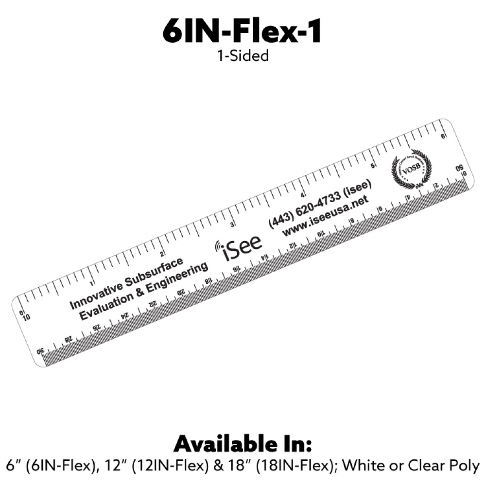 1-Sided 6" Flexible Poly Ruler with Logo