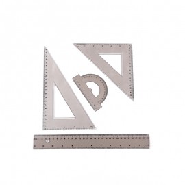 4 Pieces Ruler Set Includes 12 Inch Straight Ruler Triangle Ruler and Protractor with Logo