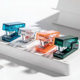 Transparent Spring Powered Desktop Stapler with Logo  Transparent Spring Powered Desktop Stapler with Logo