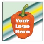 Logo Printed Orange Bell Pepper Square Badge/Button (2 1/2" Square)