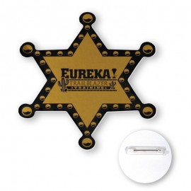 3" Sheriff Badge Star Shape Chipboard Full Color Button with Logo  3" Sheriff Badge Star Shape Chipboard Full Color Button with Logo