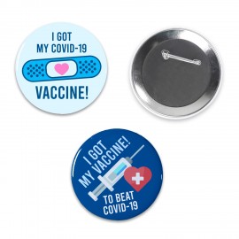 Personalized 1.25" Circle Celluloid Covid Vaccine Buttons Personalized 1.25" Circle Celluloid Covid Vaccine Buttons
