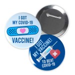1.75" Circle Celluloid Covid Vaccine Buttons Personalized