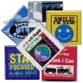 Square Promotional Button w/ Locking Safety Pin (2"x2") with Logo