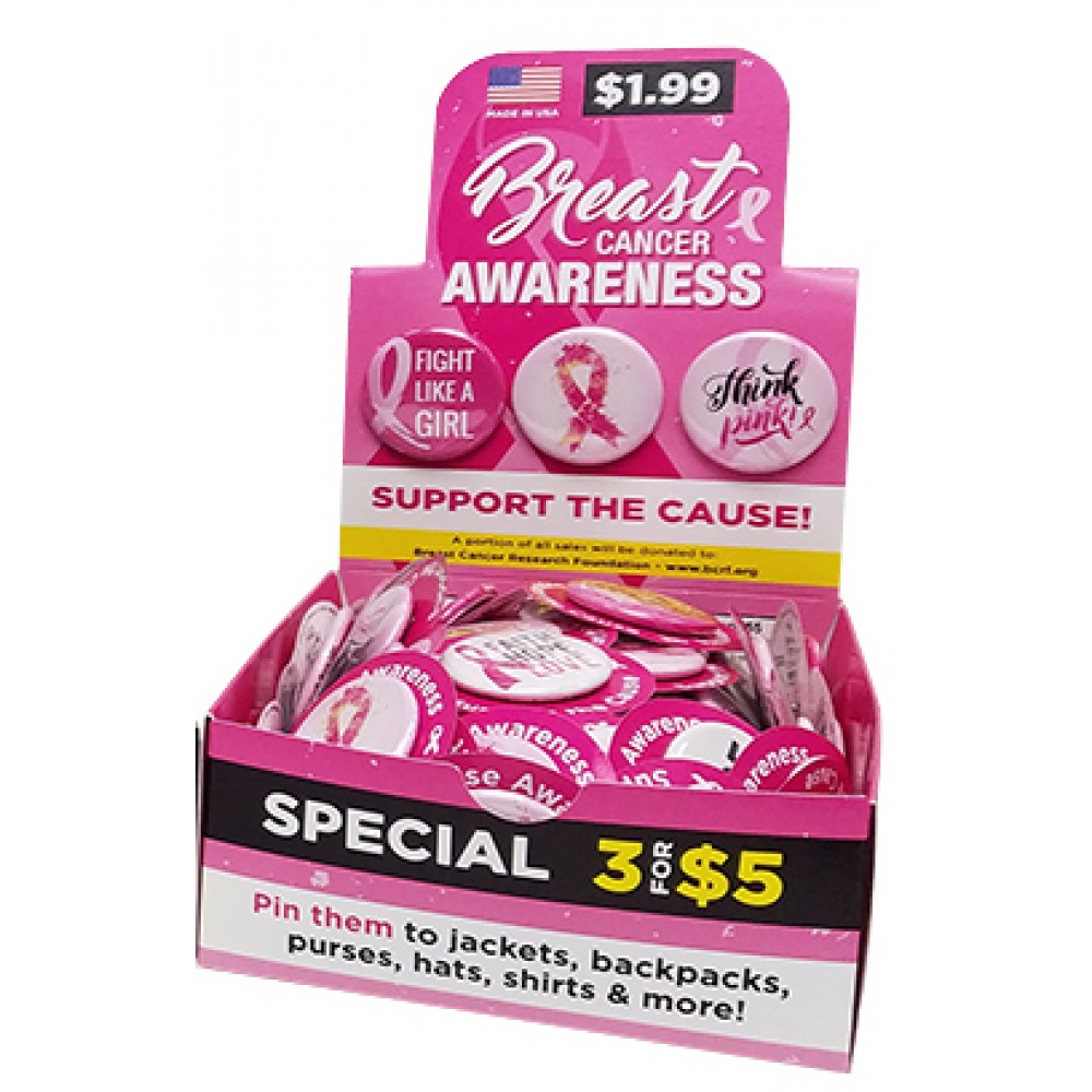 Breast Cancer Fundraising 1.25 Button Box Personalized Breast Cancer Fundraising 1.25 Button Box Personalized