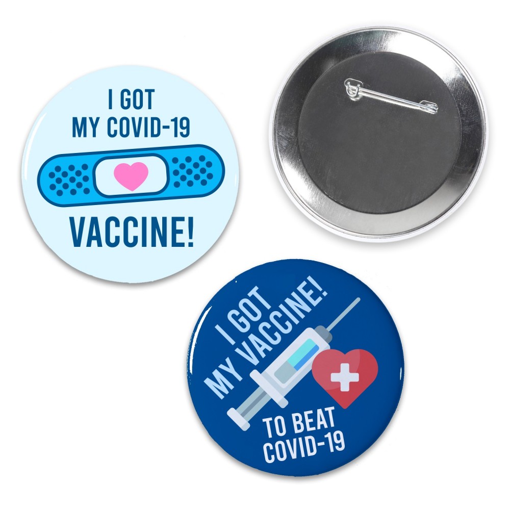 1.5" Circle Celluloid Covid Vaccine Buttons Personalized 1.5" Circle Celluloid Covid Vaccine Buttons Personalized