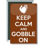 Thanksgiving - Keep Calm and Gobble On - 2 Inch X 3 Inch Rect. Button with Logo